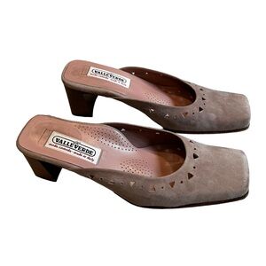 Valleverde Slip On Suede Square Toe Mules, Made in Italy  Sz EU 36.6